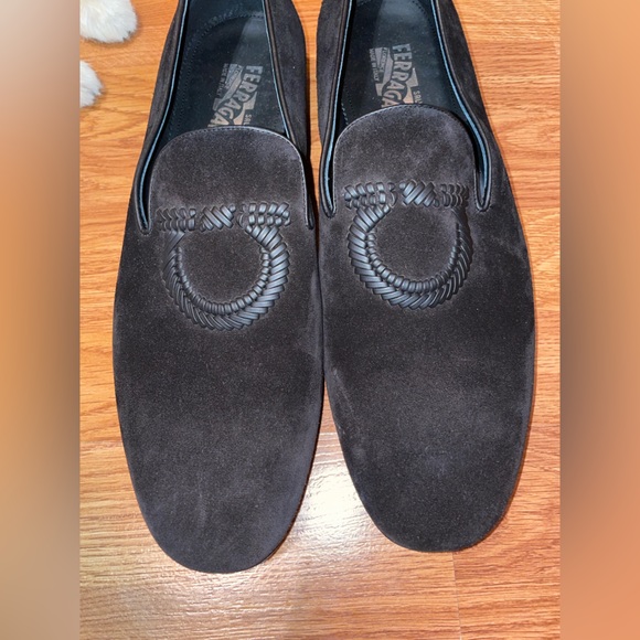 Ferragamo Men's Libero Gancio Suede Loafers - Picture 10 of 14
